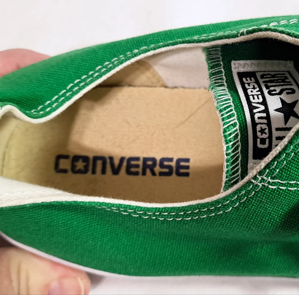 Converse Green Canvas Low-Top Sneakers with White Accents sz. 14 m/16w - Picture 4 of 6